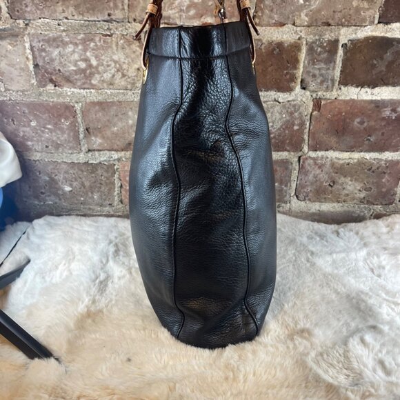 Michael Kors Jet Set Black Leather Tote Shoulder Bag - Picture 4 of 7